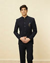 alt message - Manyavar Men Twilight Blue Textured Jodhpuri Suit image number 0